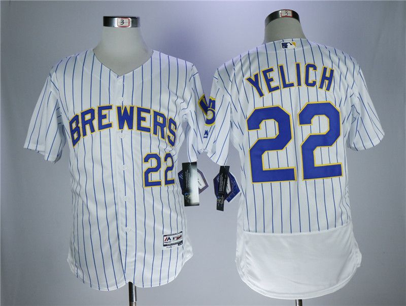 Men Milwaukee Brewers #22 Yelich White Elite MLB Jerseys->milwaukee brewers->MLB Jersey